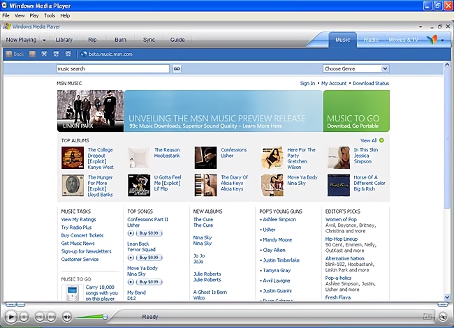 MSN Music Store In Windows Media Player (2004)